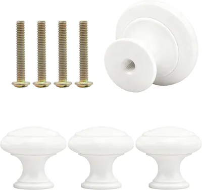 Image de 4 boutons de meuble, en alliage d'aluminium, de couleur blanche, pour armoires de cuisine
