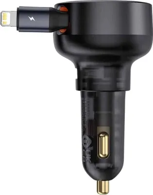 Produktbild von Baseus Autoladegerät 55 W mit integriertem Lightning-Kabel - Schwarz