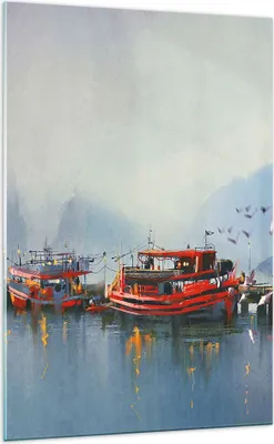 Produktbild von Bilder auf glas - Einteilig - Hafen Laterne Boot - 70x100cm - Glasbilder - Wandbilder - Bilder - zum Aufhängen bereit - Wanddekoration aus Glas - Glas Bilder - Wandbild auf Glas - GPA70x100-3710