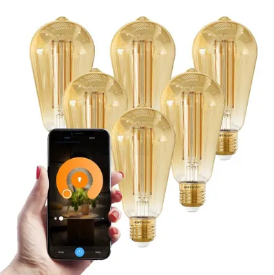 Produktbild von hoftronic Smart E27 LED-Glühlampe 7W 806lm ST64 1800-3000K dimmbar bernsteinfarben