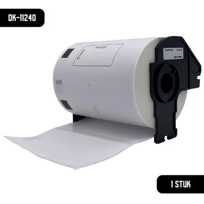 Produktbild von DULA – Brother-kompatibles DK-11240 vorgeschnittenes Barcode-Etikett – Papier – Schwarz auf Weiß – 102 x 51 mm – 600 Etiketten pro Rolle – 1 Rolle