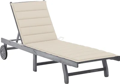 Produktbild von “2026 Moderne“Sonnenliege mit Auflage Grau Akazie Massivholz - Gartenliegen Designermöbel 8458421