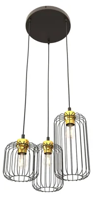 Immagine prodotto di Lampada a sospensione Vander in acciaio nero opaco e oro lucido