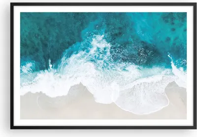 Produktbild von Gerahmtes Poster - Schwarzer Rahmen - Luftaufnahmen Strand Welle - 91,5x61 cm - Wand Bild - Wanddeko - Wandbilder - Kunstposter - Wandposter - Bilderrahmen - Bilder - Kunstdruck - P2BAA91x61-4686