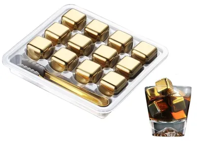 Zdjęcie produktu dla 12 wielokrotnego użytku kostek lodu ze stali nierdzewnej do napojów