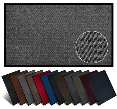 Produktbild von furni24 Premium Schmutzfangmatte 80x300 cm Grau-schwarz – DS- Rutschfest, Für Fußbodenheizung Geeignet, Schwere Qualität Innen & Außen