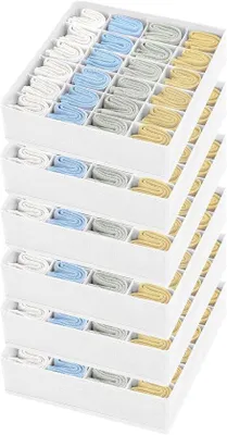 Image de Lot de 6 rangements pour tiroirs : organiseurs pour soutiens-gorge, sous-vêtements et chaussettes