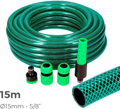 Image de Kit Tuyau Arrosage Edm 15m Basic Line Tuyau Arrosage Complet 15m Avec Accessoires - Edm