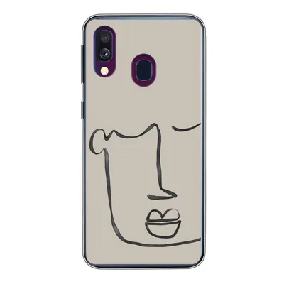 Produktbild von MuchoWow® Handyhülle Schutzhülle Hülle für Samsung Galaxy A40 Gesicht - Abstrakt - Strichzeichnung Silikon Softcase Handy Hülle - Handy-Tasche
