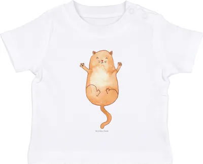 Produktbild von Mr. & Mrs. Panda  T-Shirt Katze Umarmen 0. - 6. Monat - Weiß - Geschenk, Katzen, Liebe, Baby Top, Familie, Kinder Oberteil, Kleinkind, Cat, Cats, Babyshirt