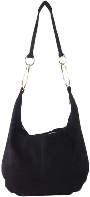 Productafbeelding van Giuliano lederen schoudertas Lani - Suede -  Italy - Zwart