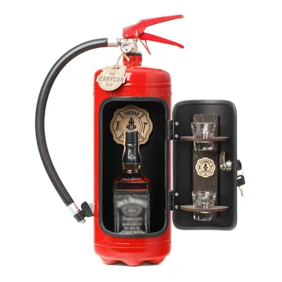 Produktbild von FIREBAR aus originalem 6L Feuerlöscher – Exklusive Minibar für Männer, Wandb. & Schlüssel – Hochwertiges Whisky Geschenk, Hausbar, Geschenkidee