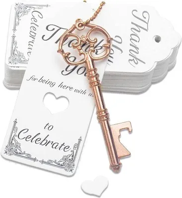 Produktbild von 52 Teile Antikes Skelett-Schlüssel Flaschenöffner-Set aus Legierung für Hochzeiten 8,1 cm
