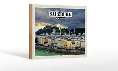 Produktbild von Holzschild Reise Salzburg Österreich Altstadt 18x12 cm Dekoration