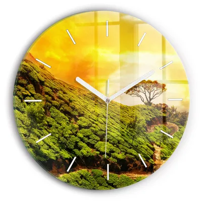 Produktbild von Wallfluent Wanduhr – Stilles Quarzuhrwerk - Uhr Dekoration Wohnzimmer Schlafzimmer Küche - Zifferblatt mit Striche - weiße Zeiger - 30 cm - Tee-Hügel