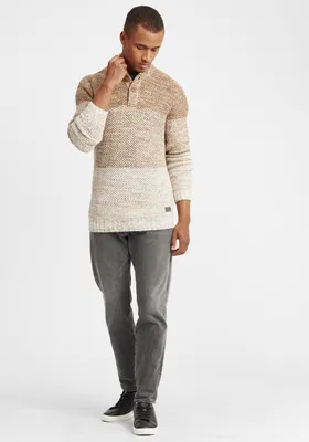 Produktbild von SOLID SDAfton Herren Strickpullover Troyer Grobstrick Pullover mit hohem Kragen