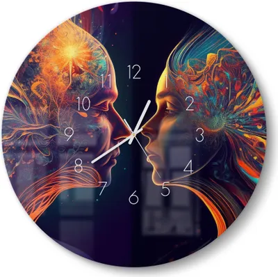 Produktbild von DEQORI Glasuhr Ø50 cm Zahlen 'Kosmische Geistesreise' Wanduhr Glas Uhr Design leise Küchenuhr