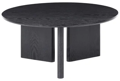 Produktbild von BELIANI Couchtisch Schwarz MDF Holzoptik Rund ⌀ 80 cm Modernes Design Dreibein Wohnzimmertisch Sofatisch Kaffeetisch Teetisch Stubentisch Wohntisch