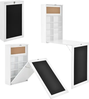 Produktbild von [en.casa] Klappschreibtisch Schreibtisch zum Ausklappen Wandklapptisch mit Tafel und Pinnwand Weiß