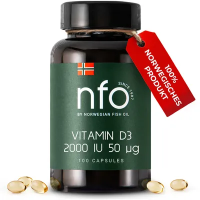 Produktbild von NFO Vitamin D3 2000 IU - 50 µg, Softgel Kapseln, für Immunsystem & Knochen [100 Softgel-Kapseln]