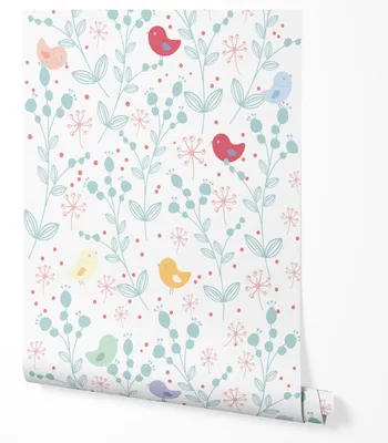 Immagine prodotto di Carta da parati in tessuto non tessuto bambini uccelli fiori motivo 10m x 0.5m