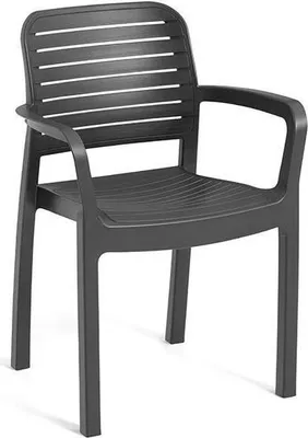 Image de Fauteuil de Jardin, Allibert by KETER Chloe, Résine Aspect Rotin Tressé, Gris Graphite, Lot de 6, 58x53x89 cm