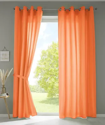 Produktbild von 2er Set Vorhänge Schal Ösen »Berlin« HxB 245x140 cm Orange Blickdicht Microsatin Lichtdurchlässig Uni Matt 20405N2