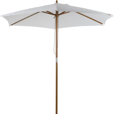 Produktbild von Outsunny Sonnenschirm, Gartenschirm, 3-stufig, Sonnenschutz, Bambus 180/㎡ Polyester, Weiß, Ø2,5 x 2,3 m