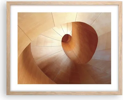 Produktbild von Gerahmtes Poster - Rahmen in heller Eiche - Dreidimensional Spirale Braun - 50x40 cm - Wand Bild - Wanddeko - Wandbilder - Kunstposter - Wandposter - Bilderrahmen - Bilder - P2NAA50x40-4652