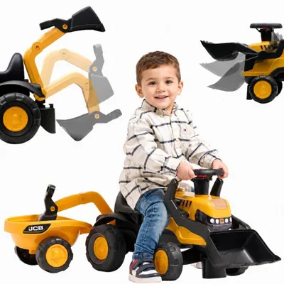 Produktbild von Falk Aufsitz-Jcb-Traktor mit Anhängerrechen und Schaufel, geräuschlose Räder, 1–3 Jahre