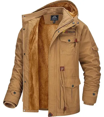 Immagine prodotto di Giacca invernale da uomo, imbottita, in pile, antivento, colore kaki