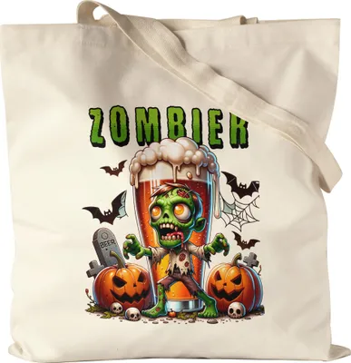 Produktbild von Zombier Jutebeutel Halloween Bier Zombie Kürbis Gruselig Retro