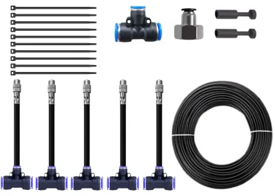 Imagen del producto de Sistema de riego por goteo para jardín con aspersores ajustables de 360 grados