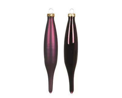 Produktbild von Christbaumschmuck Eiszapfen 15cm Glas 6er Set - Dunkel Mauve