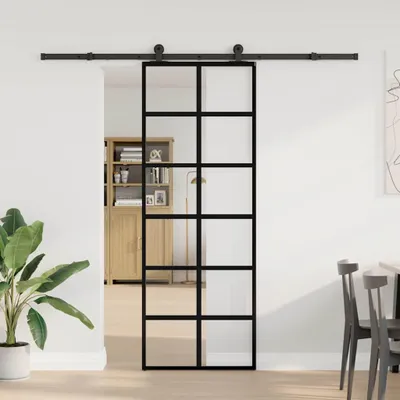 Obrázok produktu pre vidaXL Posuvné dvere s kovaním 76x205 cm ESG sklo a hliník