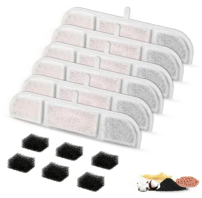 Obrázek produktu pro Filtr do pítka pro kočky, sada 6 kusů, včetně filtrů a aktivního uhlí, určená pro pítka o objemu 2,5 litru