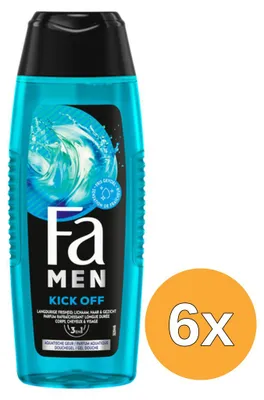 Productafbeelding van 6x Fa Men 3in1 Douchegel Kick Off (250 ml)