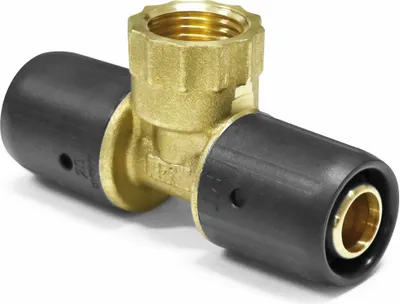 Produktbild von Pipetec Steckfitting T-Stück mit Innengewinde – 20 x 1/2 “ IG x 20 für Aluverbundrohr 20x2mm : 20x2 - 1/2 Zoll Innengewinde - 20x2 mm Größe: 20x2 - 1/2 Zoll Innengewinde - 20x2 mm