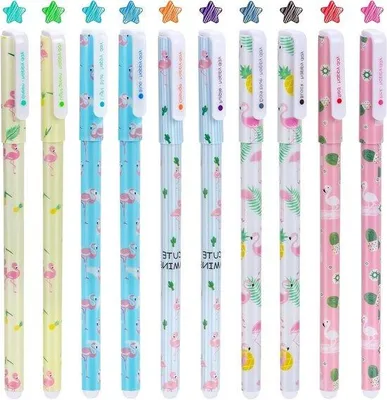Zdjęcie produktu dla Kredki żelowe Cartoon – urocze wzory, 0,38 mm, cienka końcówka – zestaw 10 sztuk