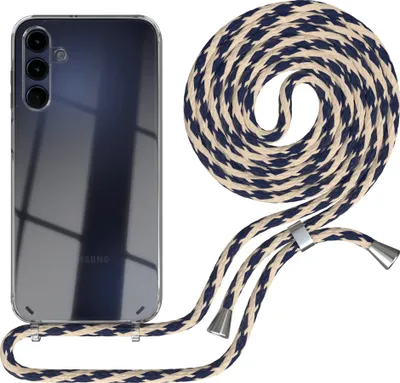 Produktbild von EAZY CASE Handykette kompatibel mit Samsung Galaxy A15, Handyhülle mit Umhängeband, Handykordel, Schutzhülle Clear, Band in Beige