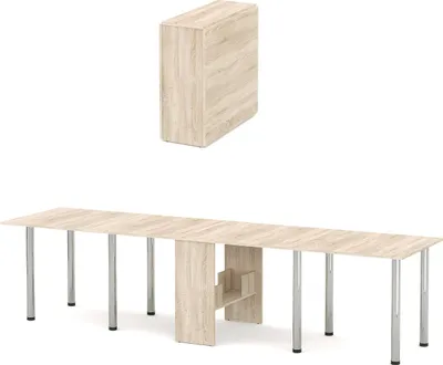 A folded table and an unfolded table are shown against a white background.