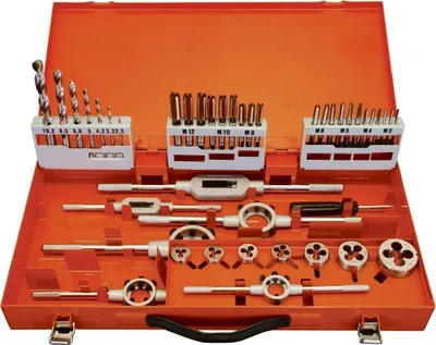 Immagine prodotto di Set di utensili per filettatura rubinetto manuale HSS-G 44 pezzi M3-M12