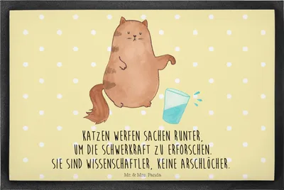 Produktbild von Mr. & Mrs. Panda fußmatte Katze Wasserglas 40 x 60 cm - Gelb Pastell - Geschenk, Cats, Neugierig, Fußabtreter, Bodenvorleger, Glas, Katzen, Schuhabstreifer, Gummimatte