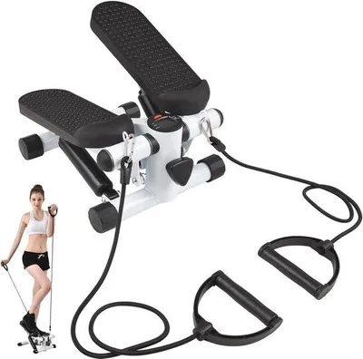 Produktbild von Famanu Mini Stepper für Zuhause - LCD-Display und Widerstandsbänder für Ganzkörpertraining