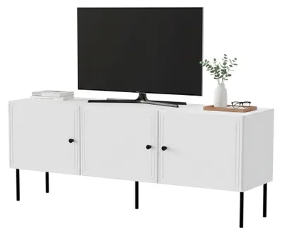 Produktbild von Dmora Fernsehschrank Sarzana 151x40x60h cm Weiß, 3 Regale, 6 Fächer