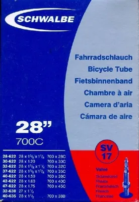 Produktbild von Schwalbe Sv17 Presta 40 Mm 2026 Fahrradschlauch Silber 700C / 28-47 Silber 700C
