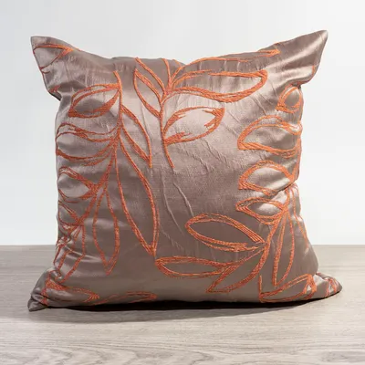 Produktbild von Kissen von Lysel - orange Blätterzweige Cabilao 46x46, reines Polyester Dekokissen