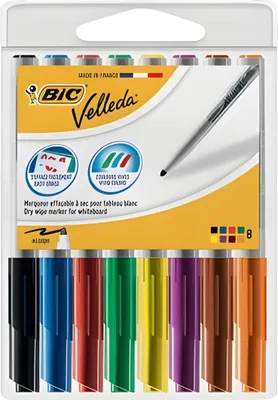 Immagine prodotto di Pennarello BIC per lavagne bianche Velleda 1741, punta tonda, confezione da 8 pz