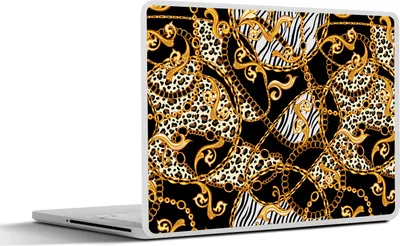 Produktbild von MuchoWow® Laptop Aufkleber Sticker Cover Halskette - Gold - Panther - Zebra 36.5x27.5 cm - Laptop-Sticker