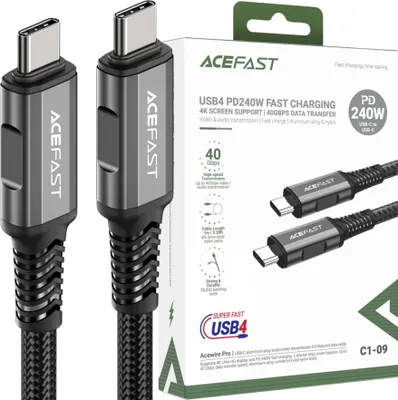 Obrázek produktu pro ACEFAST C1-09, 1 m, USB C, USB C, 40 Gbit/s, Černá, Šedá